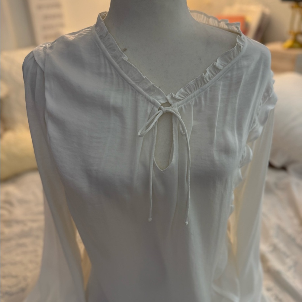 Dolan White Ruffle Blouse - Picture 3 of 7